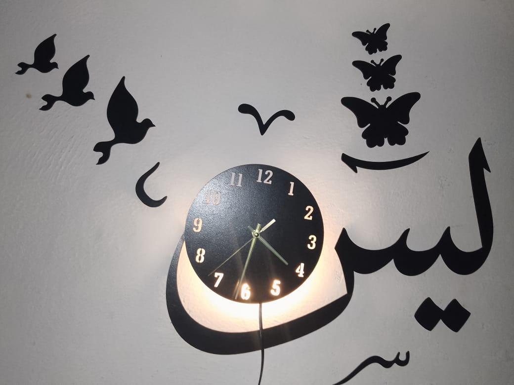 3D laser Cut Wooden wall Clock with Backlight
