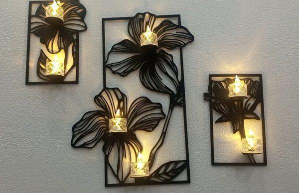 Elegant Black Flower Wall Decor - 3 Piece