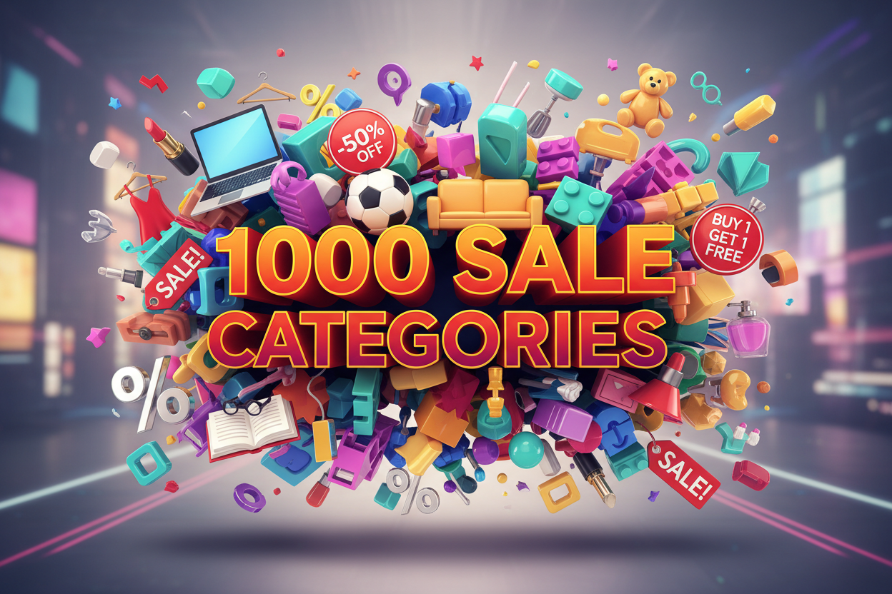 banner for 1000 sale categories in 3d
