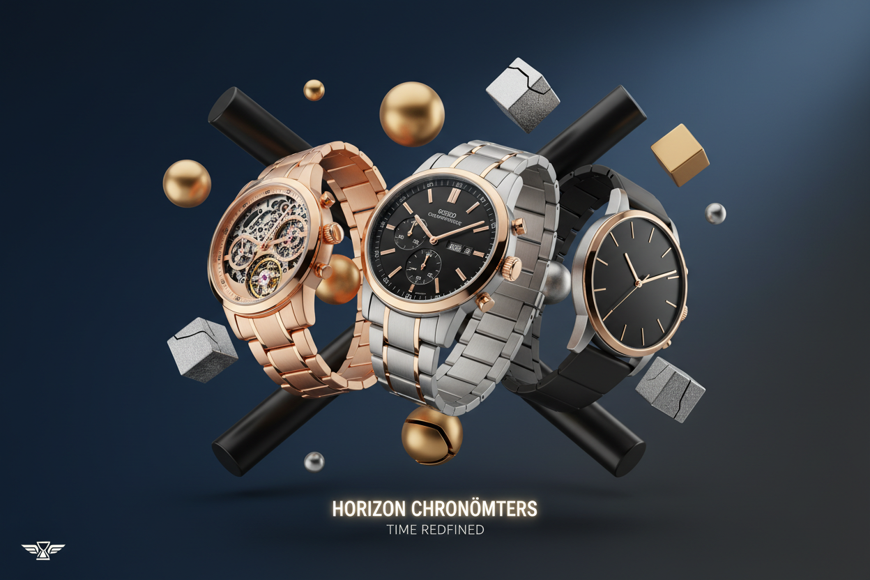 banner for watches with 3d objects