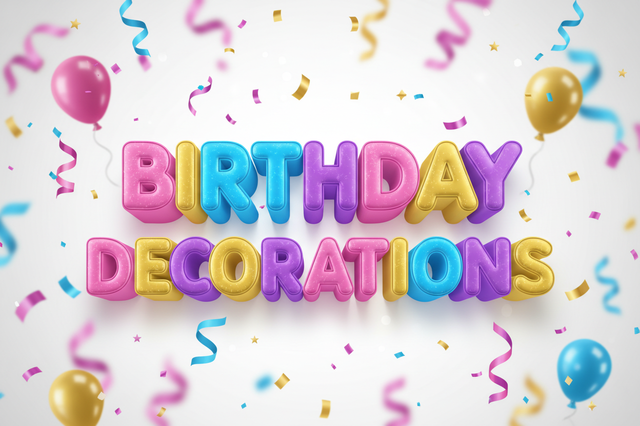write birhday decorations in 3d style